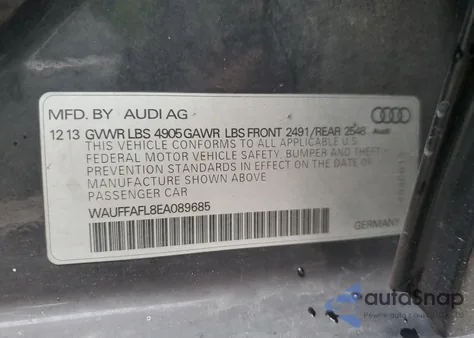 2014 Audi A4 Premium Plus из США, поврежденный, VIN WAUFFAFL8EA089685